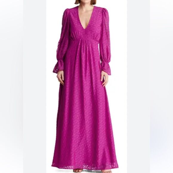 Love By Design Pink V Neck Long Sleeve Maxi Dress NEW | S - Picture 1 of 9